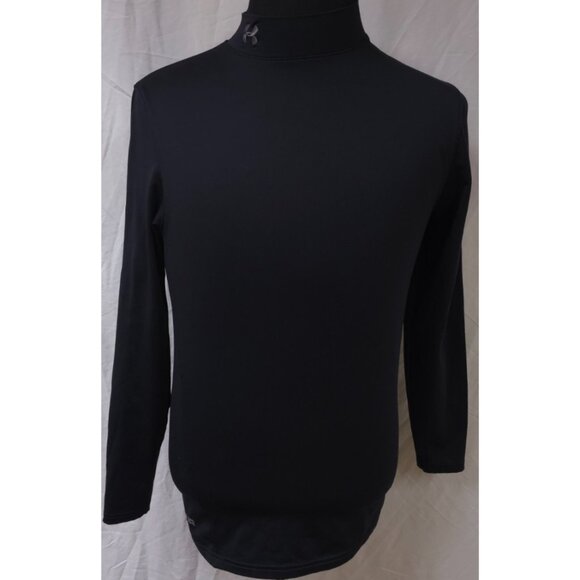 Under Armour Mens Small Fitted Black Mock Neck Long Sleeve Cold Gear Shirt Top - Picture 1 of 12